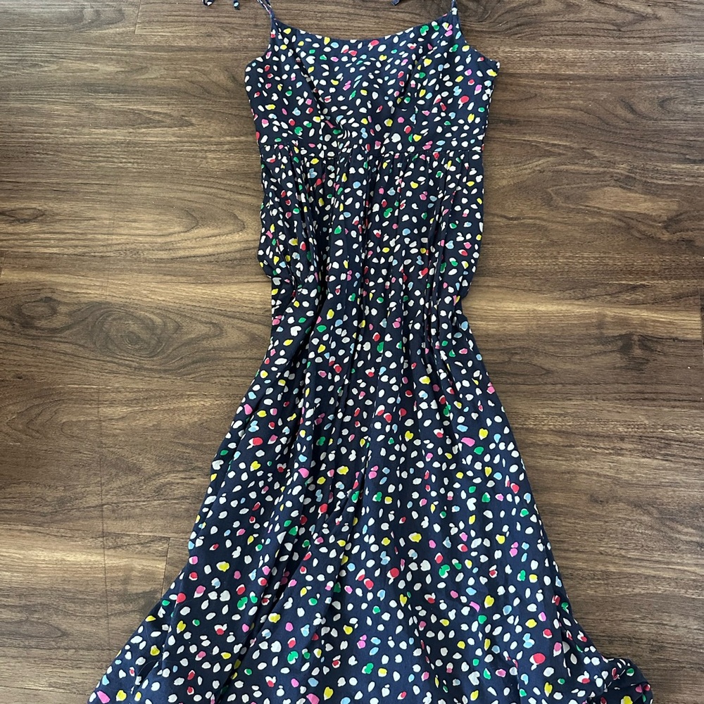 J. Crew Multicolor Polka Dot Midi Dress